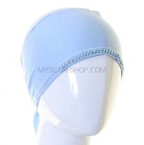 Tie Back Hijab Bonnet Light Blue Al Amira Diamante Trim