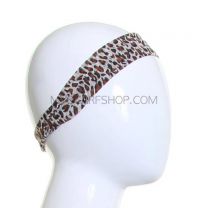 Printed Wide Headband Brown Chiffon Leopard