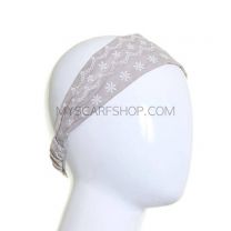 Embroidered Wide Headband - Grey Daisy