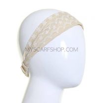Embroidered Wide Headband Beige Daisy