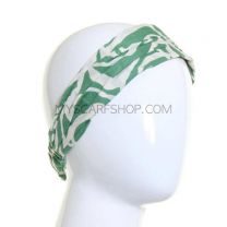 Wide Headband Green Abstract Rose