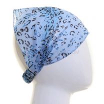 Chiffon Headwrap Blue Leopard Print
