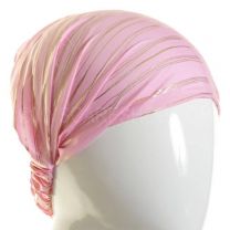3in1 Headwrap Pink Gold Stripes