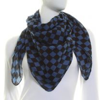 Blue Checkered Square Scarf Cotton