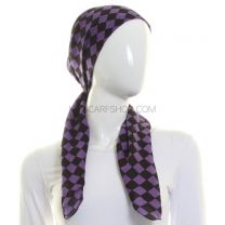 Purple Checkered Squared Scarf Cotton