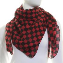 Red Checkered Square Scarf Cotton